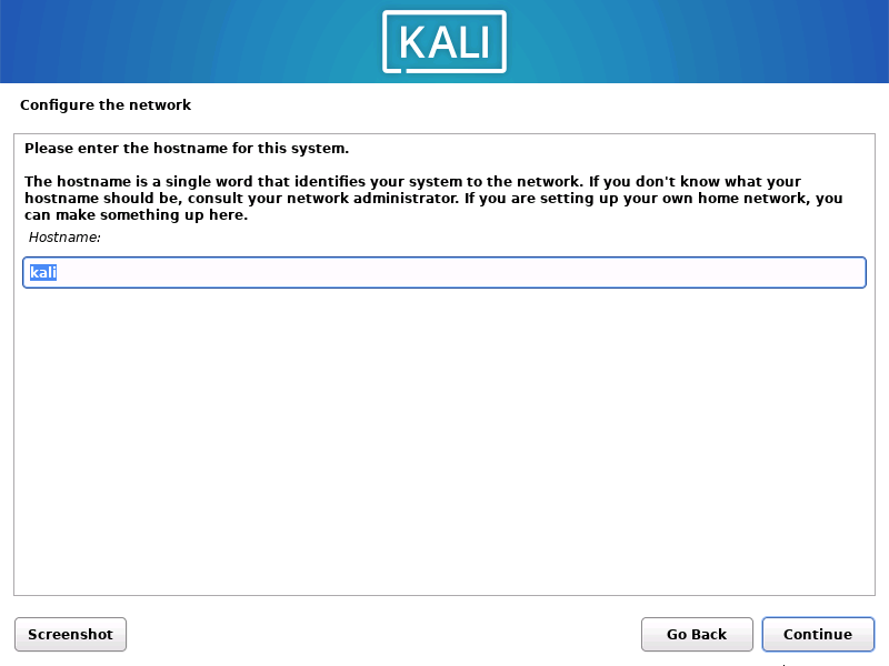 Kali Linux 2022.4 Hostname