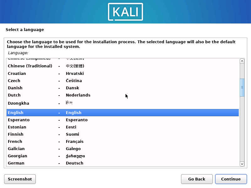 Kali Linux 2022.4 Language 