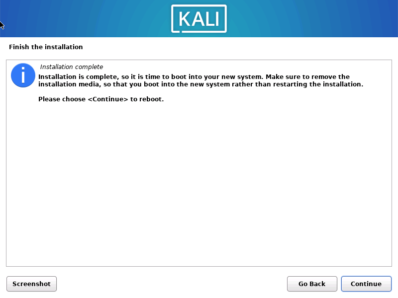 Kali Linux Reboot