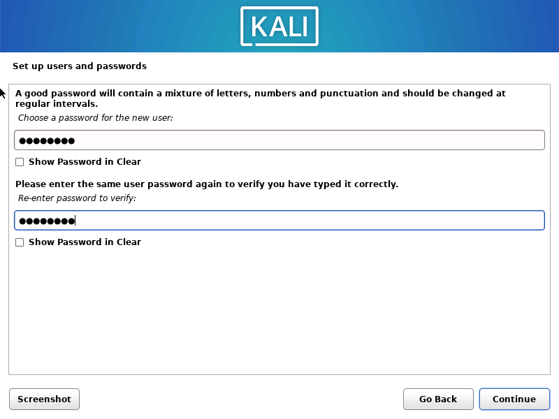 Password for Your Kali Linux 2022.4