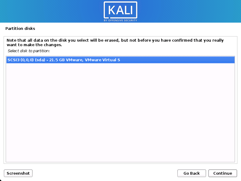 Setup Partition in Kali Linux 2022.04