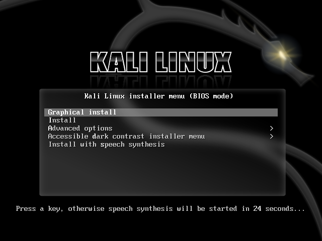 Kali Linux 2023.1 Installer Menu
