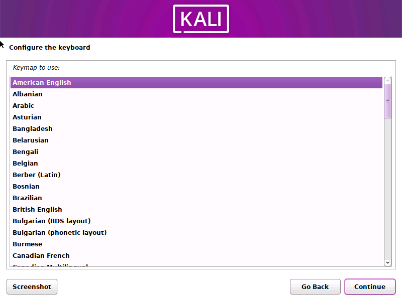 Kali Linux 2023.1 Keyboard Layout