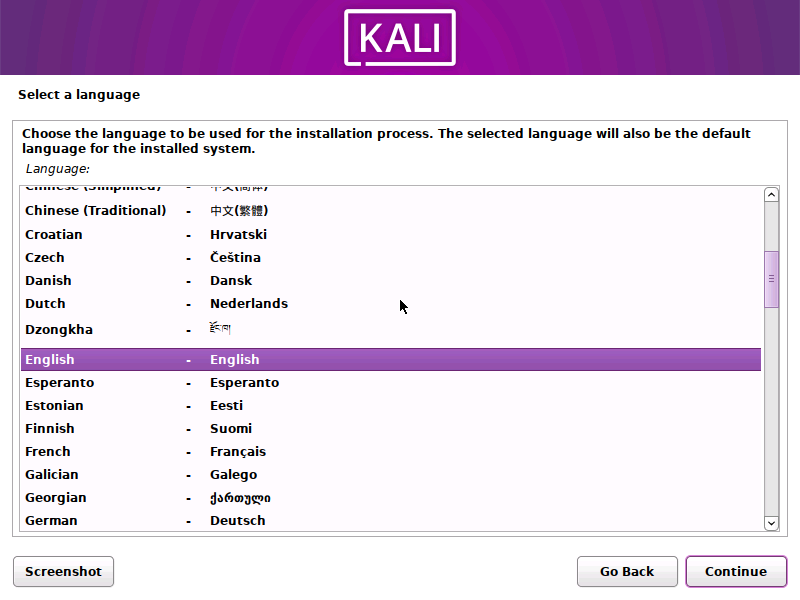 Kali Linux 2023.1 Language