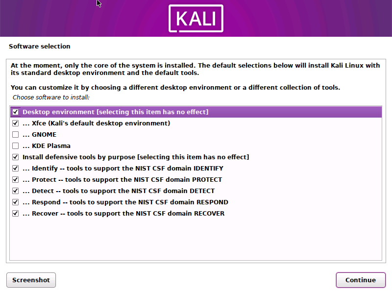 Kali Linux 2023.1 Software Selection