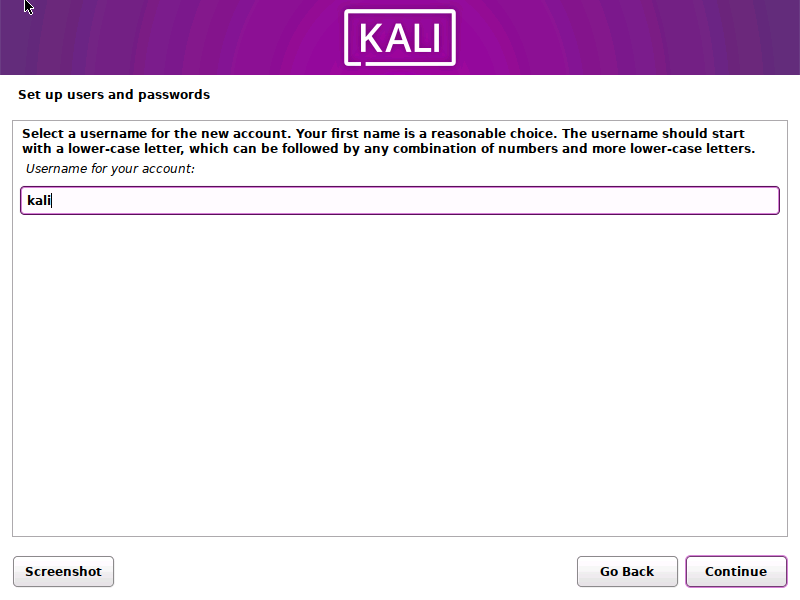 Kali Linux 2023.1 User name