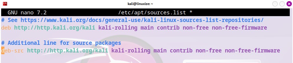 Kali Linux sources list Repositories File