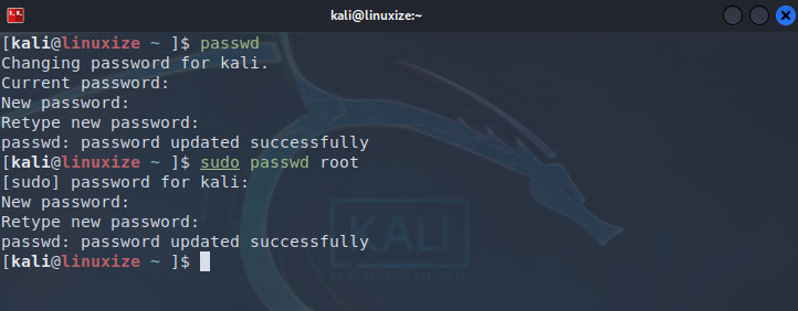 Change Root Password in Kali Linux