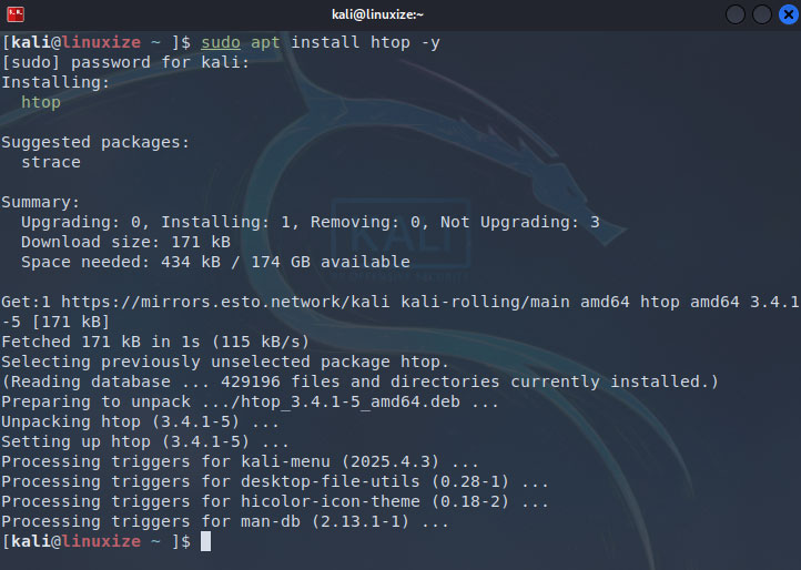 Install HTOP in Kali Linux