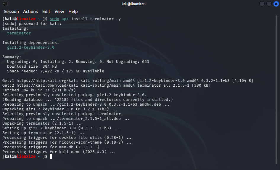 Install Terminator Terminal in Kali Linux