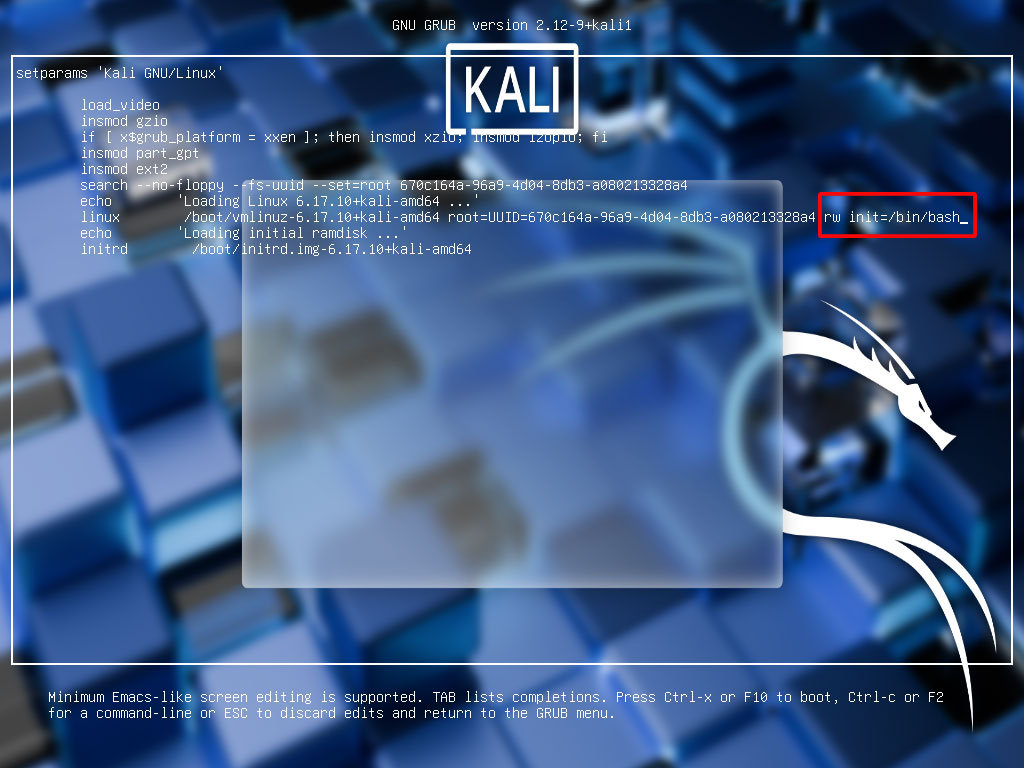 Reset Forgotten Kali Password (Recovery Mode)